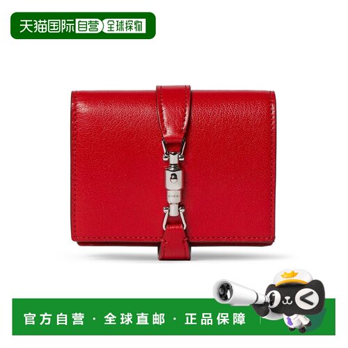 自营欧洲直邮GUCCI古驰 Jackie中号女士红色皮革钱包
