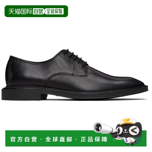 1h可退 香港直邮HUGO 雨果 男士 黑色 Rubber-Sole Leather 德比