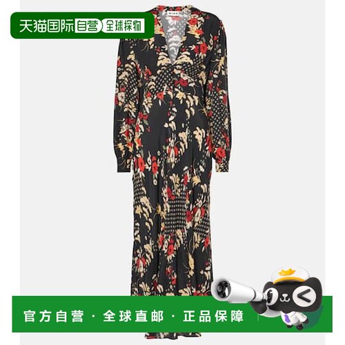 香港直邮RIXO 女士 Trula 花朵长款连衣裙 black【付后1h可退】