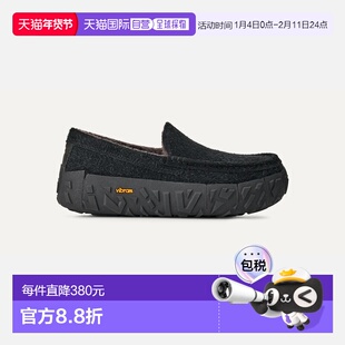 自营欧洲直邮UGG Ascot男士羊毛黑色厚底一脚蹬拖鞋