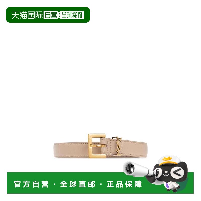 香港直邮女士 MONOGRAM盒形皮革方扣窄款腰带 crov【付后1h可退】