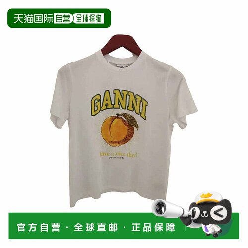 Ganni 圆领T恤T3529短袖桃子印花休闲百搭单品时【付后1h可退】