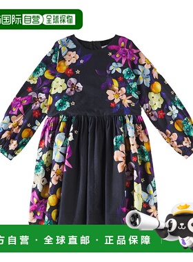 1h可退 香港直邮Molo 女童 Como 花朵棉质连衣裙童装 black黑色