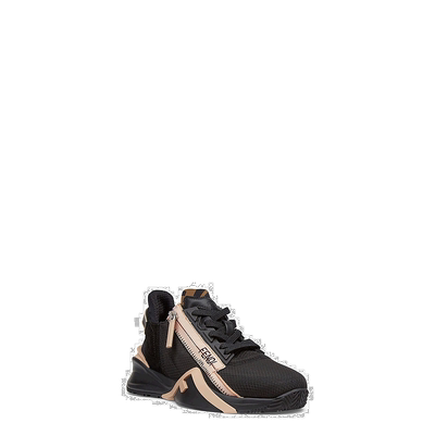 欧洲直邮Fendi芬迪Frist女士运动鞋黑色网面舒适平底休闲系带厚底