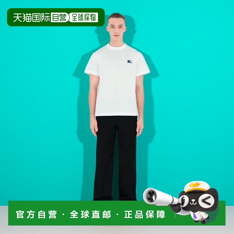 自营BURBERRY/博柏利 男士纯棉骑士徽标刺绣宽T恤棉质男装