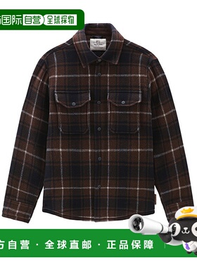 自营欧洲直邮WOOLRICH 23年新款 Alaskan系列 男士棕色棉混纺格纹