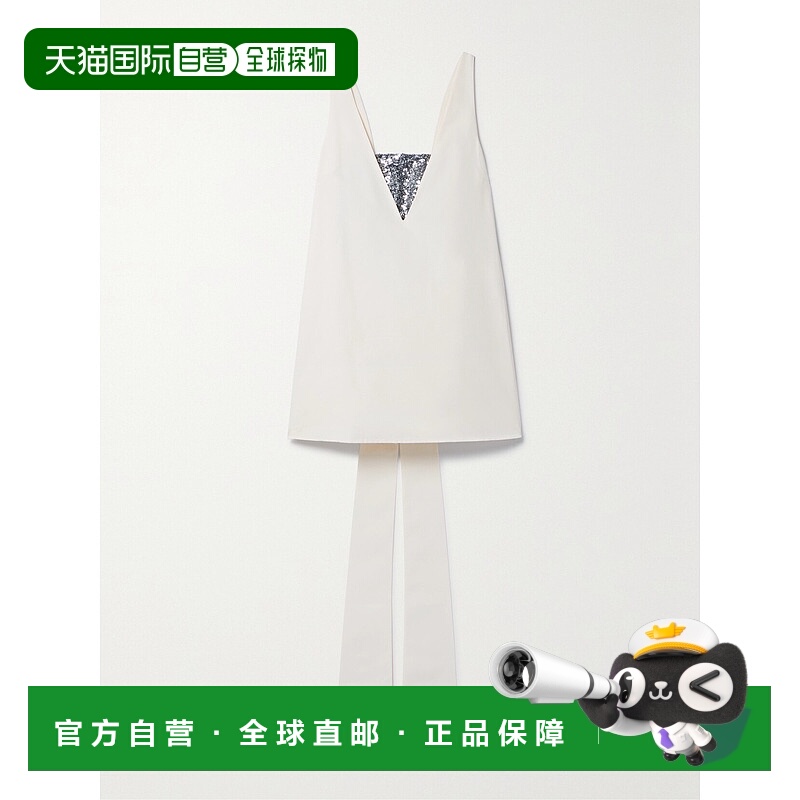 香港直邮Staud 女士 Irie 亮片绢网边饰棉质混纺罗缎迷你连衣裙 1