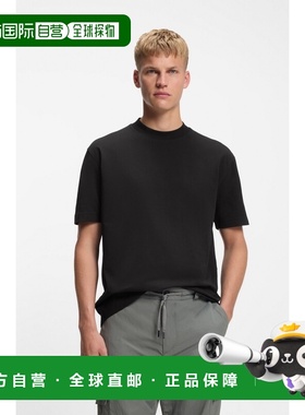自营欧洲直邮Hugo Boss 男士黑色棉logo标识短袖T恤