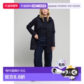 自营欧洲直邮Armor Lux 女士浓郁海军蓝羊毛牛角扣连帽大衣