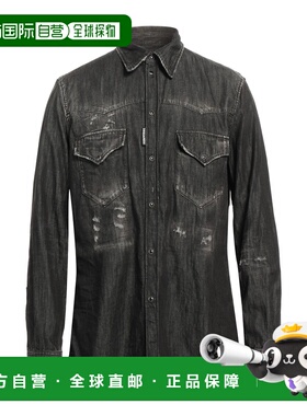 1h可退 香港直邮Dsquared2 二次方 男士 牛仔布衬衫 black黑色 舒