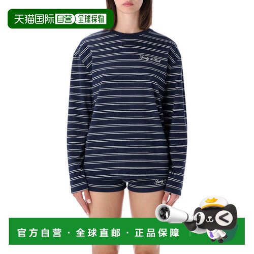 香港直邮SPORTY & RICH 女士 RICH 运动标志徽标长袖海军蓝上衣 T