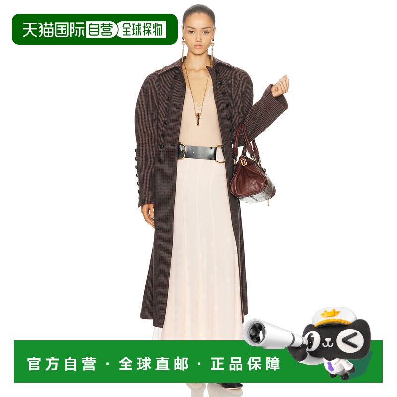 1h可退 香港直邮Chloe 蔻依 女士 双排扣大衣 25WMA61 grey灰色