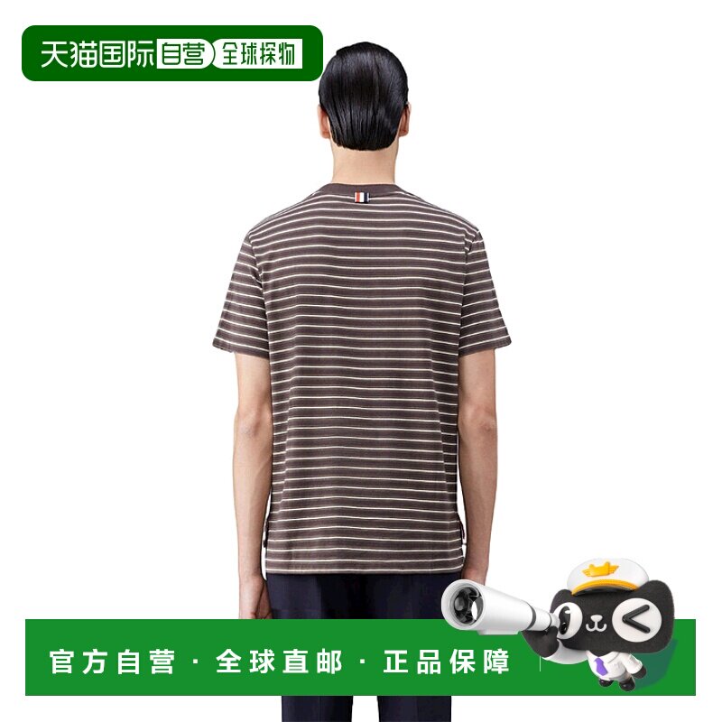 香港直邮Thom Browne 徽标圆领T恤 MJS222AJ0087短袖针织条纹
