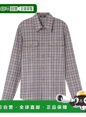 1h可退 香港直邮Versace 格子羊毛法兰绒衬衫 10188351A16849长袖