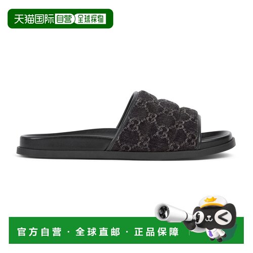 自营欧洲直邮GUCCI古驰 GG黑色牛仔男士穆勒鞋凉鞋拖鞋男鞋
