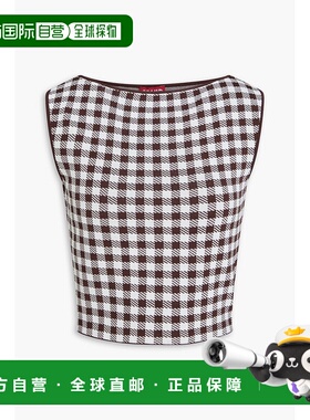 付款1h内可退 香港直邮Staud 女士 Montgomery 短款格纹提花针织