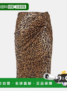 香港直邮Versace 范思哲 女士 别针褶皱豹纹铅笔半身裙 001180