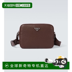 香港直邮Prada 男士 1h可退 普拉达 舒适 徽标皮革肩包 brown棕色