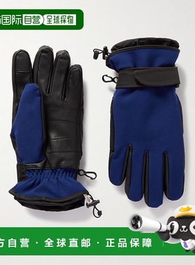 香港直邮moncler 盟可睐 男士 Stretch-Twill 抓绒内衬皮革滑雪手