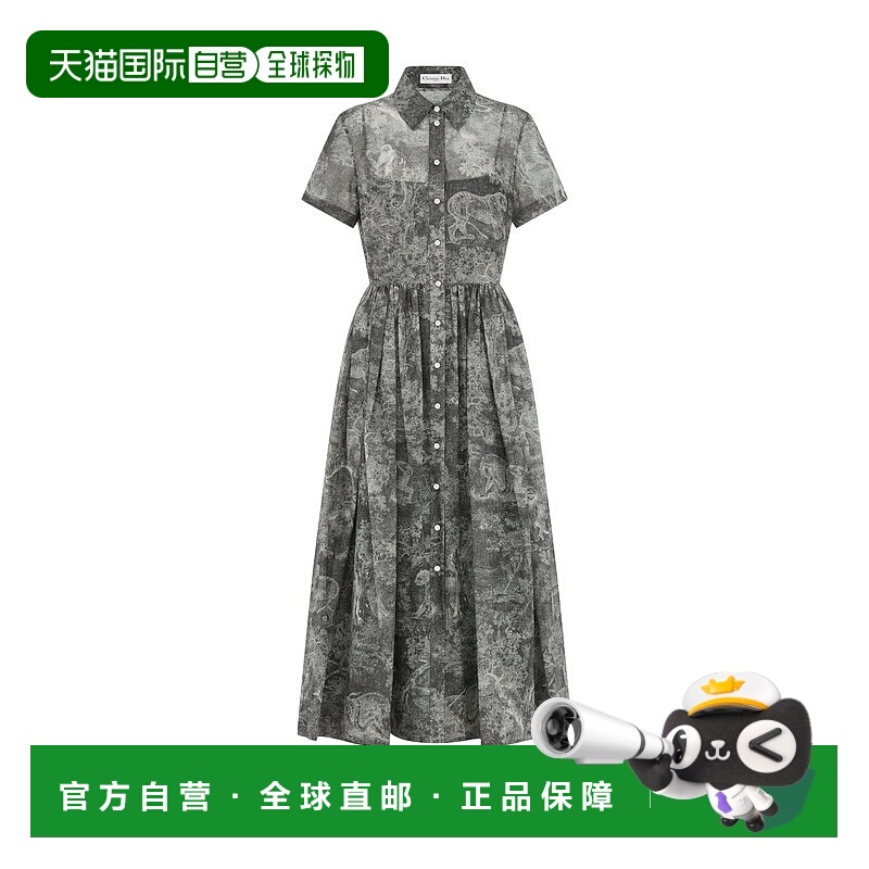 自营欧洲直邮Dior/迪奥 女士iviera 中长款衬衫式连衣裙衬衫裙