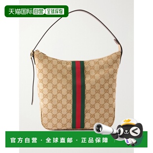 香港直邮Gucci 古驰 男士 Lunetta Webbing 皮革饰边交织字母帆布