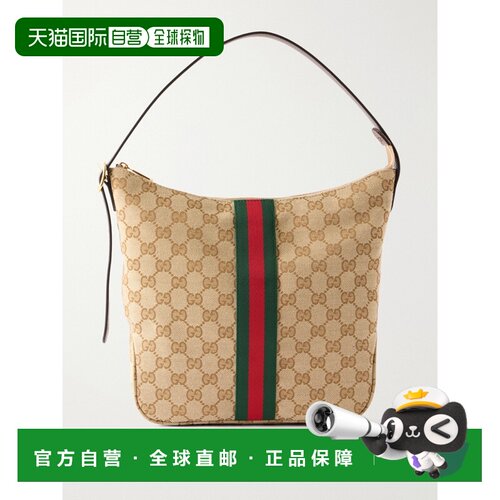 香港直邮Gucci 古驰 男士 Lunetta Webbing 皮革饰边交织字母帆布