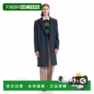 自营1h可退 欧洲直邮LV路易威登 男士深蓝色初剪羊毛锯齿领大衣