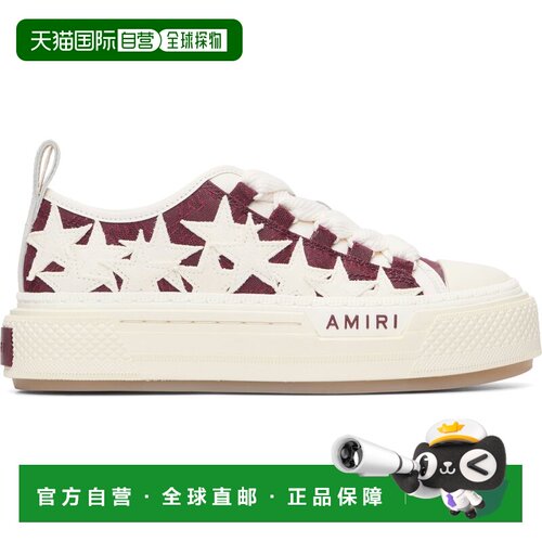 1h可退 香港直邮AMIRI 女士 白色 & 酒红色 MA Quad Stars Court