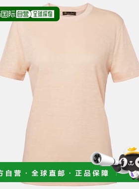 香港直邮Loro Piana 诺悠翩雅 女士 亚麻T恤 orange橙色 舒适时尚