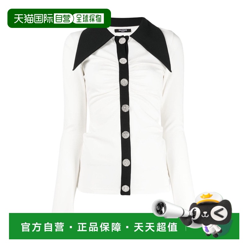 香港直邮Balmain 平纹针织衬衫效果 Polo 衫 BF0GD016JH30长袖