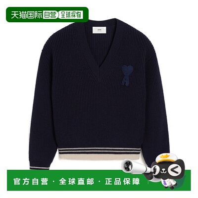 香港直邮Ami Paris 罗纹 V 领毛衣 UKS268KN0068.针织