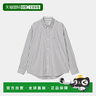 自营欧洲直邮Carhartt WIP 男士浅灰色/白色棉条纹长袖衬衫