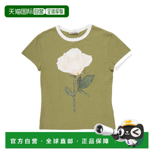 1h可退 香港直邮ACNE STUDIOS 女士T恤 AL0538AIM CO 绿色 短袖T