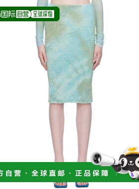 1h可退 香港直邮off-white 女士 蓝色抽褶半身裙 OWCC171S23FAB00