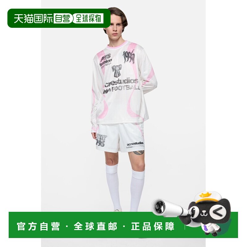 自营欧洲直邮Acne Studios 女士白色聚酯纤维图案长袖T恤运动衫图片