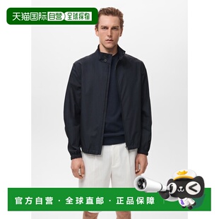 自营欧洲直邮Mango芒果 男士海军蓝棉质外套