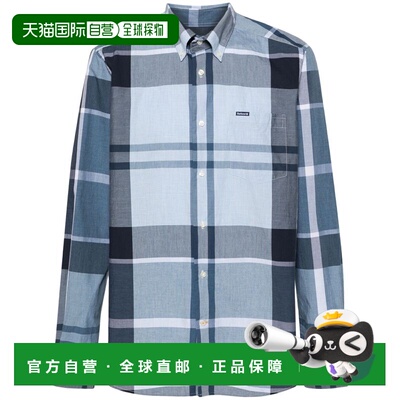 香港直邮barbour 巴伯尔 男士 蓝色棉质格纹图案衬衫 MSH5071MSHT