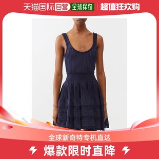 女士crinoline 香港直邮Alaia 大圆领罗纹针织迷你连衣裙