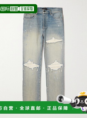 1h可退 香港直邮AMIRI 男士 MX1 修身拼接磨破牛仔裤 AMDNGH1085A