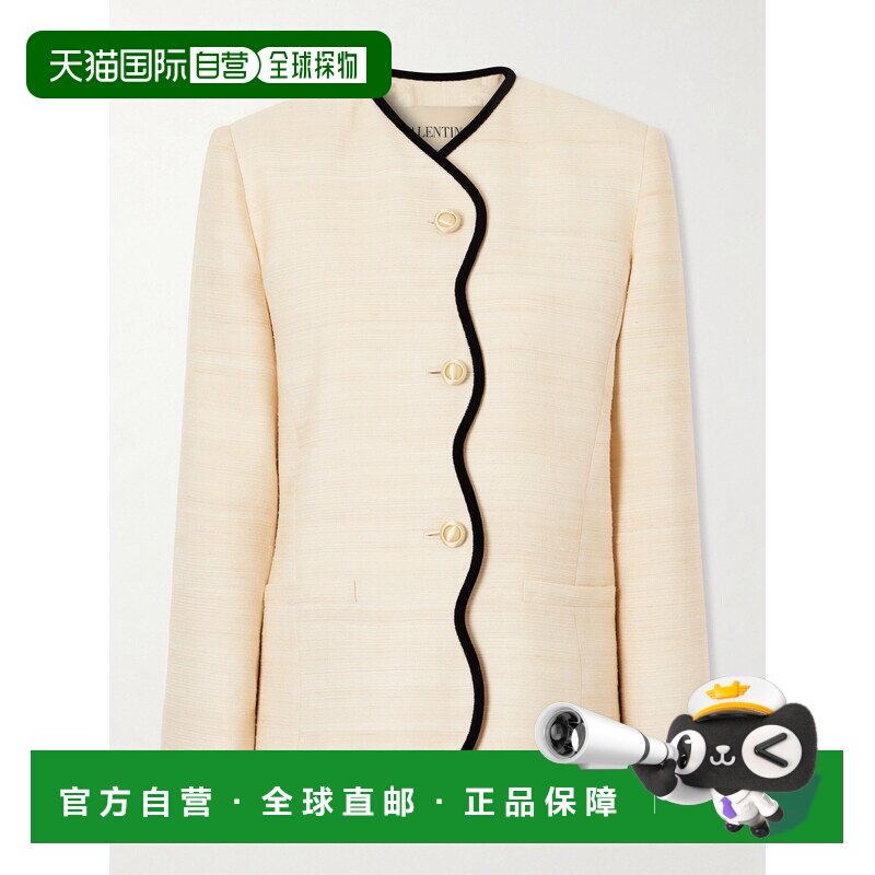 香港直邮valentino 华伦天奴 女士 真丝亚麻混纺帆布夹克 9B3CE5X