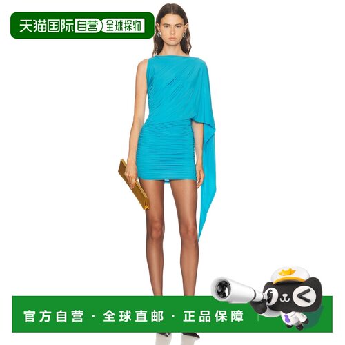 1h可退 美国直邮ALEX PERRY 女士 单肩垂褶袖迷你连衣裙 D1700SS2