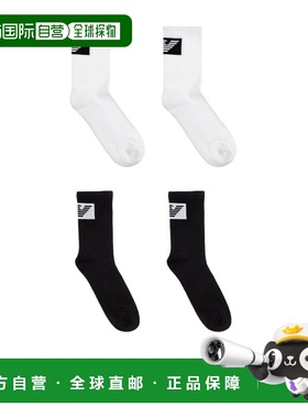 1h可退 香港直邮Emporio Armani 徽标袜子两件装 EM000554AF18263