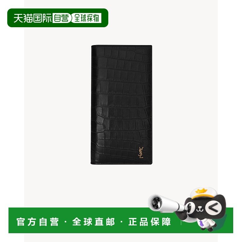 欧洲直邮YSL (2025) TINY CASSANDRE 哑光鳄鱼压纹皮革欧式钱包