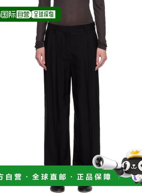 1h可退 香港直邮toteme 女士 黑色 Double-Pleat Fluid 长裤 252W