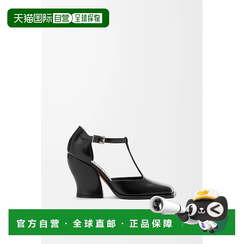 自营1h可退 欧洲直邮Loewe罗意威 女士黑色小牛皮不对称波浪形鞋
