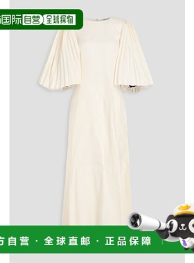 1h可退 香港直邮Gabriela Hearst 女士 Della 褶裥亚麻长款连衣裙