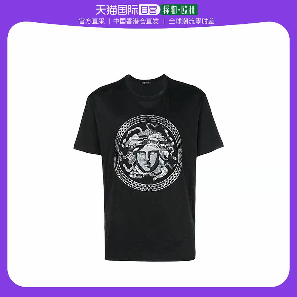 香港直邮versace 黑色印花图案t恤 a80444a224589a008