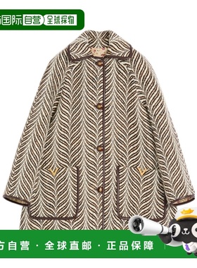 香港直邮Valentino FAUVE ECLAT 斑马纹图案羊毛大衣 BCJ3Z79RF