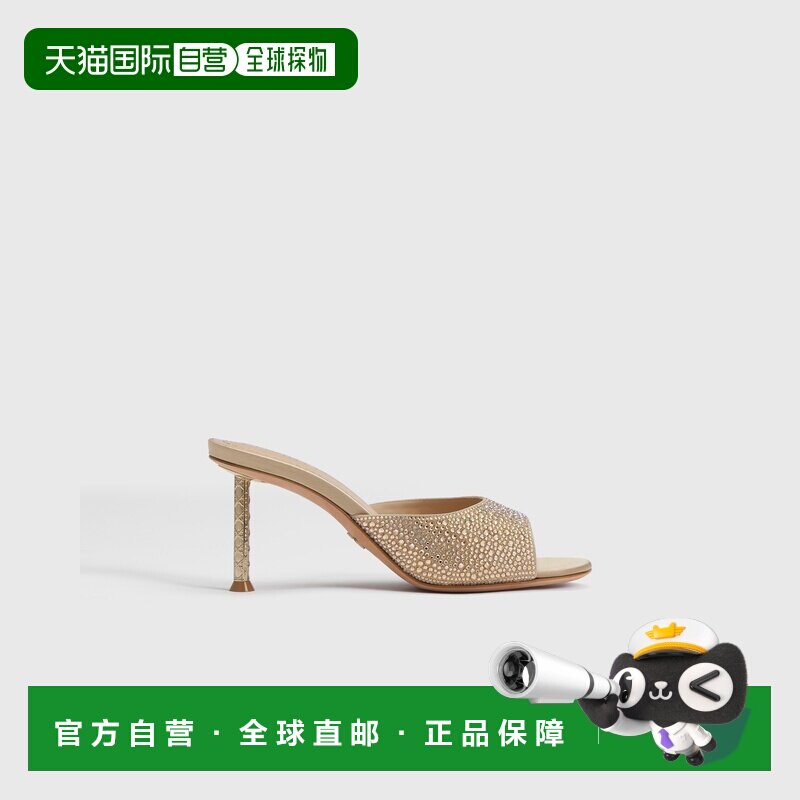 自营1h可退 欧洲直邮Dior迪奥 Icon女士金色小牛皮高跟凉鞋单鞋