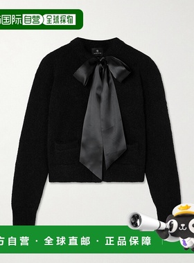 1h可退 香港直邮ANINE BING 女士 Rhodes 蝴蝶结羊驼毛混纺针织开